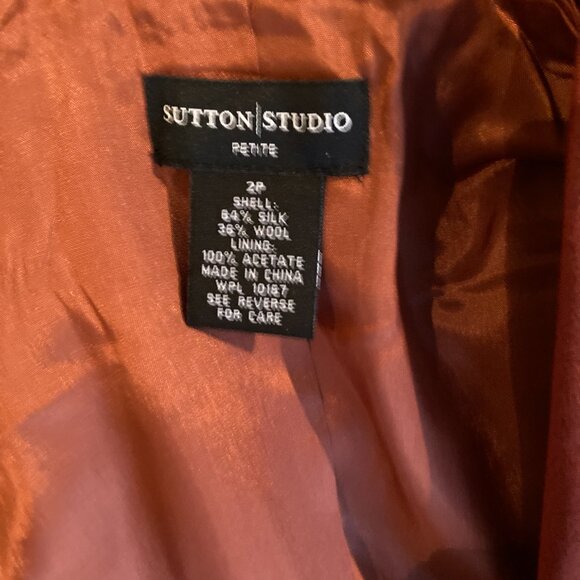 NEW w/Tags Sutton Studio Bloomingdale's Amber Silk Satin Suit Jacket Sz 2P - Picture 6 of 9